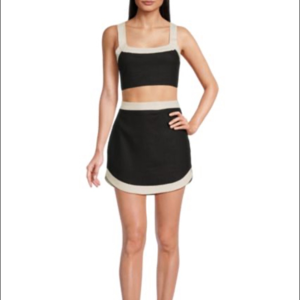 2-Piece Linen Blend Top & Skirt Set